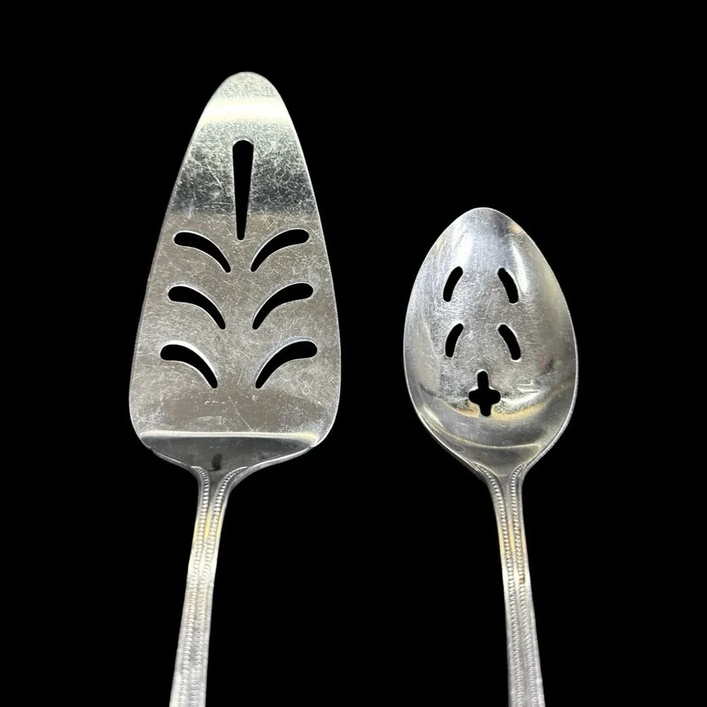 Stainless By Salem Flatware Beaded Japan Service‎ for 8 Plus Serveware Lot of 48